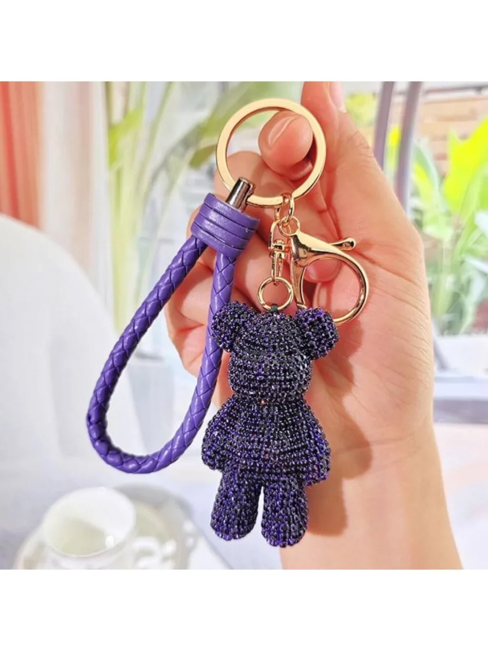 Charming Rhinestone Bear Keychain - Bling Pendant, Luxury Teddy Bear Accessory